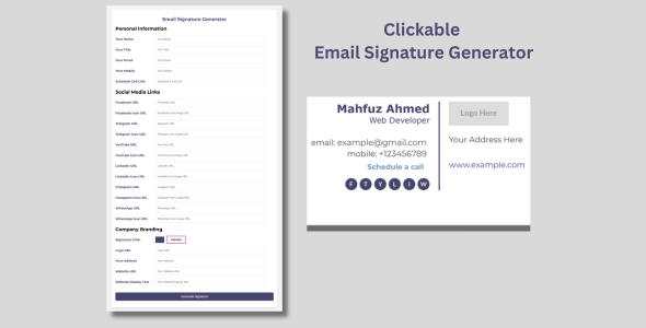 Clickable Email Signature Generator php